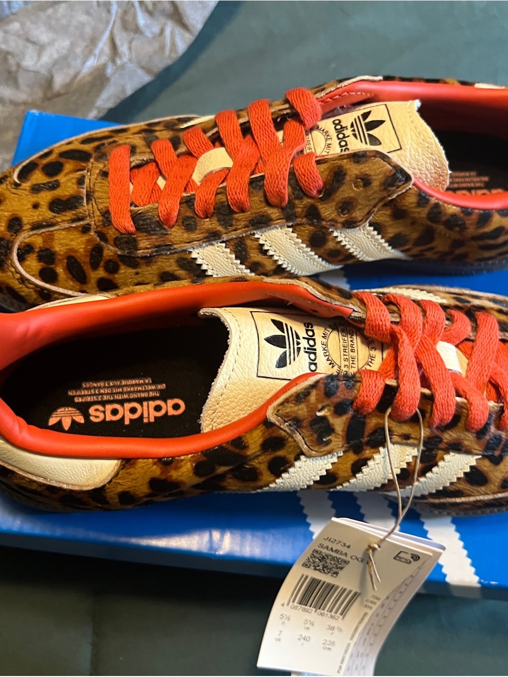 adidas Women's Leopard-Print Sneakers with Red Accents